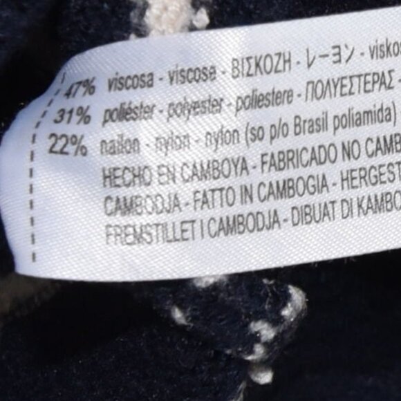 Zara Navy White Striped Cropped Cardigan Size M Nautical Preppy Chic Academia - Picture 6 of 7